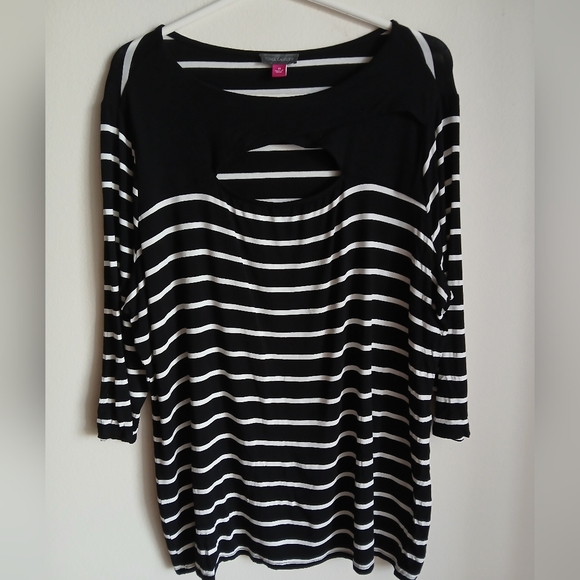 Vince Camuto Women’s Stripe 3/4 Sleeve Sz 1X Top - Picture 1 of 12